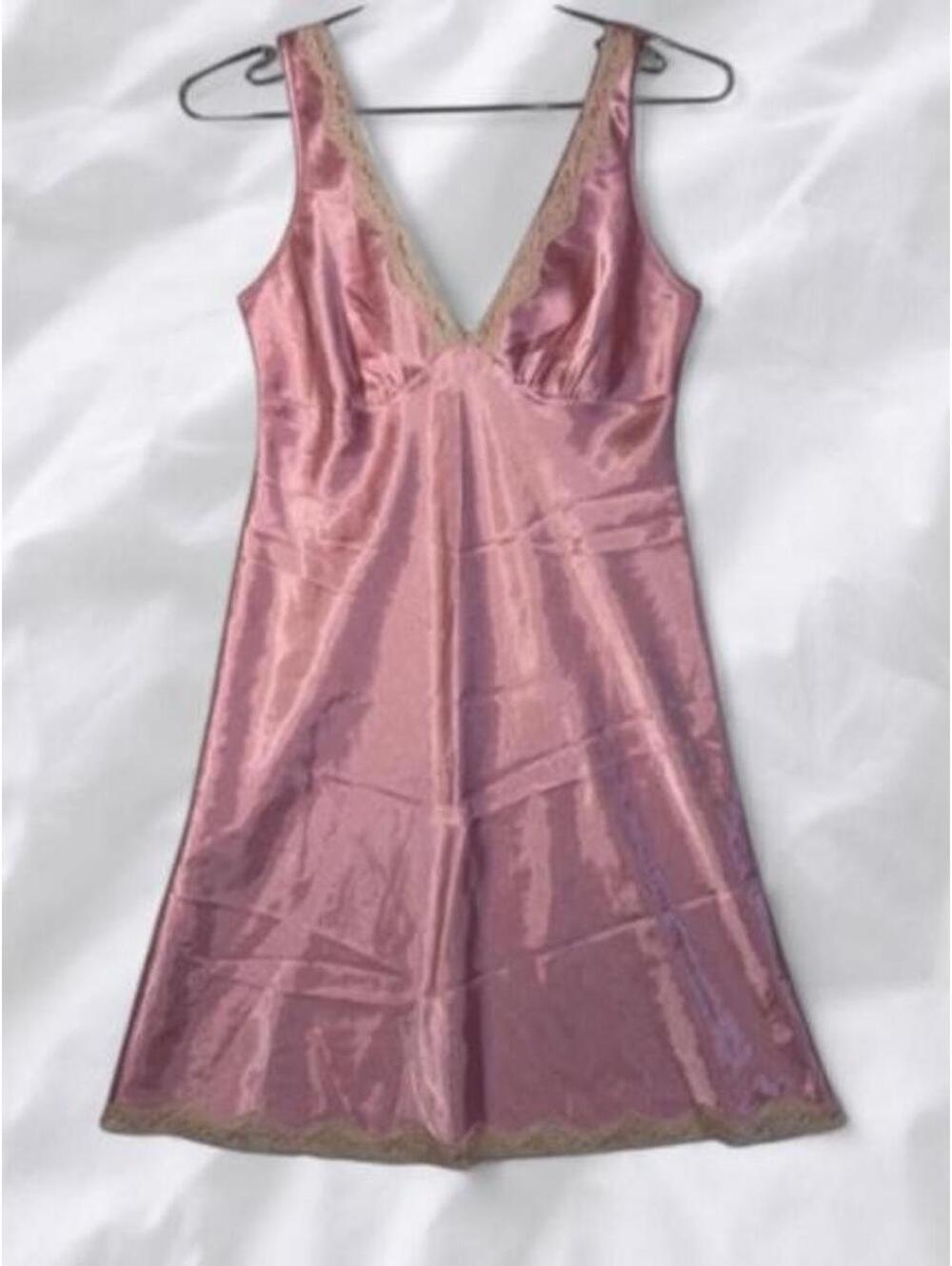 vintage Victoria’s Secret Pink Satin Slip Dress